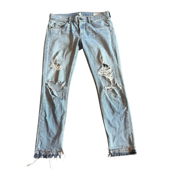 Rag & Bone Dre Capri Distressed Jeans Casual Light Wash Marina Size 28 Women's - Picture 1 of 12